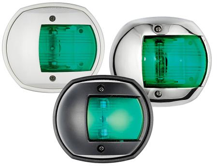Бортовой огонь «Compact 12», зеленый, белый пластик, 80 мм