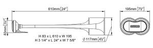 Электропневматический горн, двухрожковый, 177/218 Гц